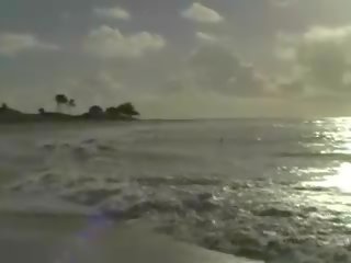 Attractive บลอนด์ หนุ่ม หญิง การเล่น บน the ชายหาด